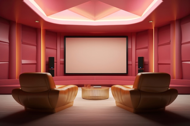 Free photo view of 3d cinema theatre room