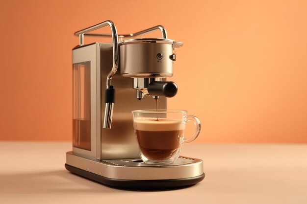 View of 3d coffee cup with machine