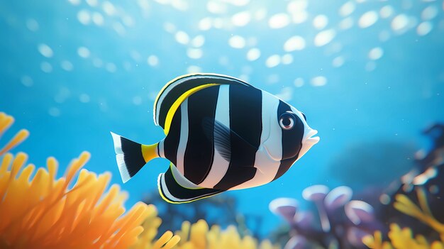 View of 3d colorful fish