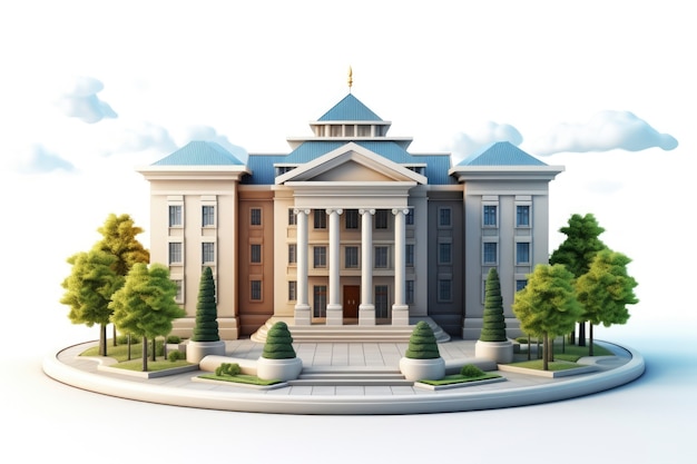 Free photo view of 3d courthouse building architecture for lawyer's day celebration