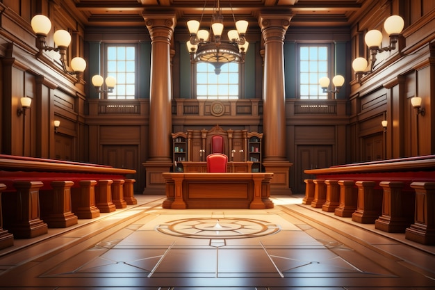 Free photo view of 3d courtroom for lawyer's day celebration