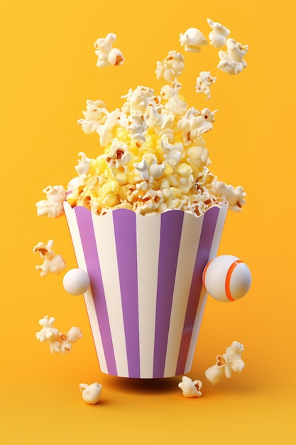 View of 3d cup of cinema popcorn