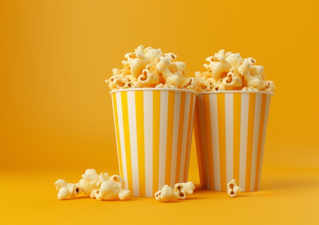 View of 3d cup of cinema popcorn