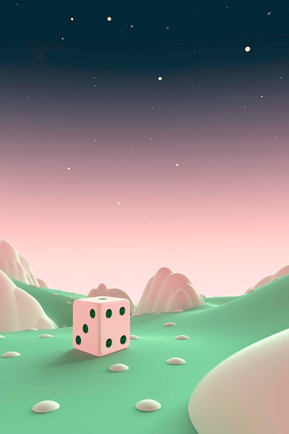 Free Photo view of 3d dice with abstract scenery