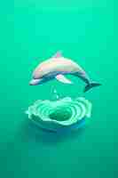 Free photo view of 3d dolphin with vibrant colors