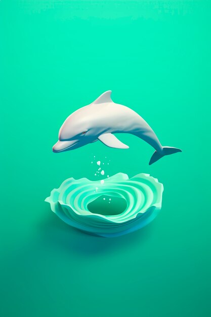 View of 3d dolphin with vibrant colors