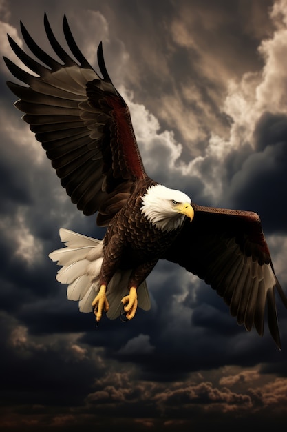 Free Photo view of 3d eagle flying in the sky