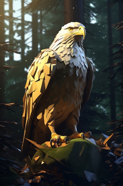 Free Photo view of 3d eagle with nature landscape