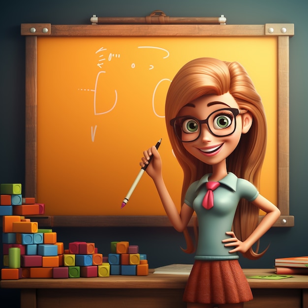 Free photo view of 3d female teacher