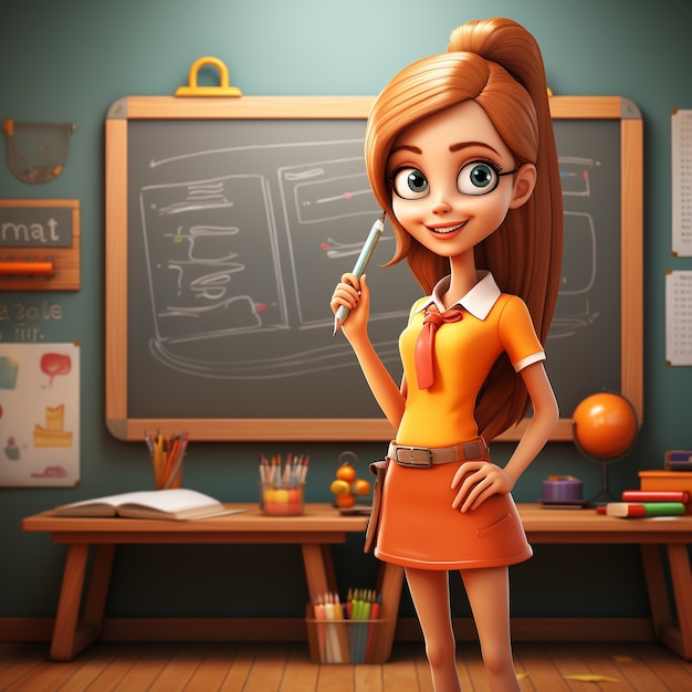 Free photo view of 3d female teacher