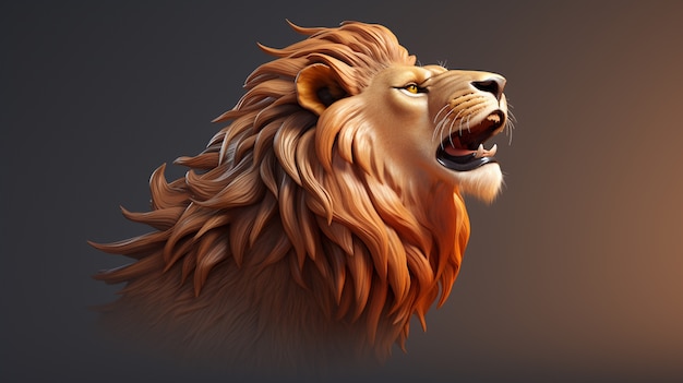 Free Photo view of 3d ferocious lion head with \mane