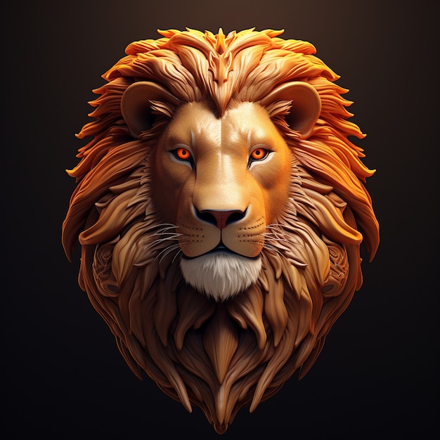 Free Photo view of 3d ferocious lion head with \mane