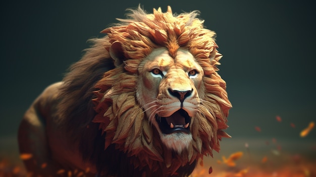 Free photo view of 3d ferocious looking lion