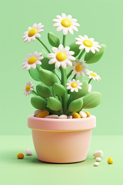 Free Photo view of 3d flower in pot