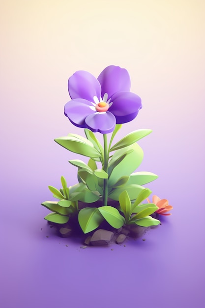 Free photo view of 3d flower with rocks