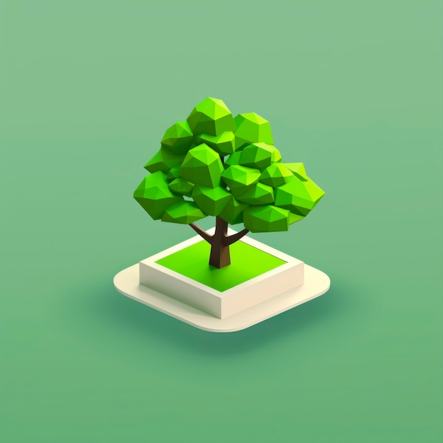 Free Photo view of 3d geometric tree with leaves