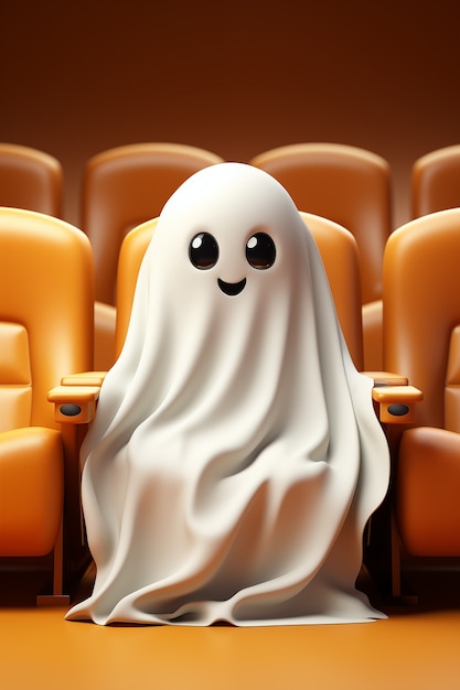 View of 3d ghost watching a movie