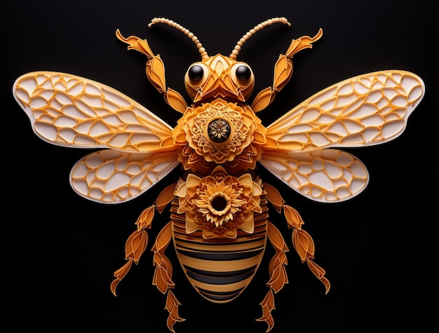 Free photo view of 3d golden bee