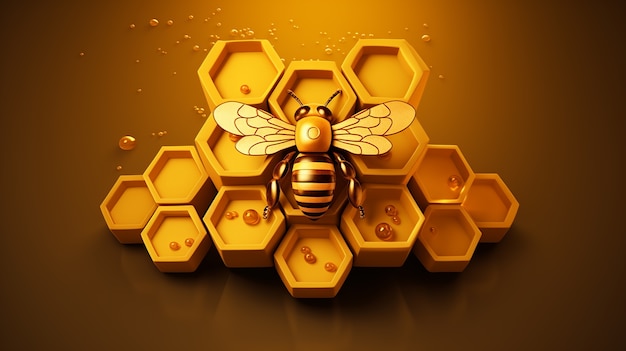 Free photo view of 3d golden bee