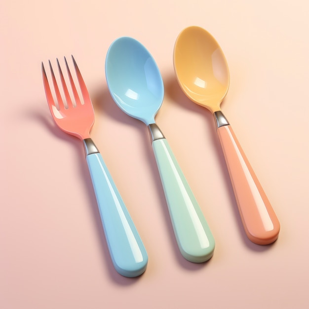 Free photo view of 3d graphic cutlery