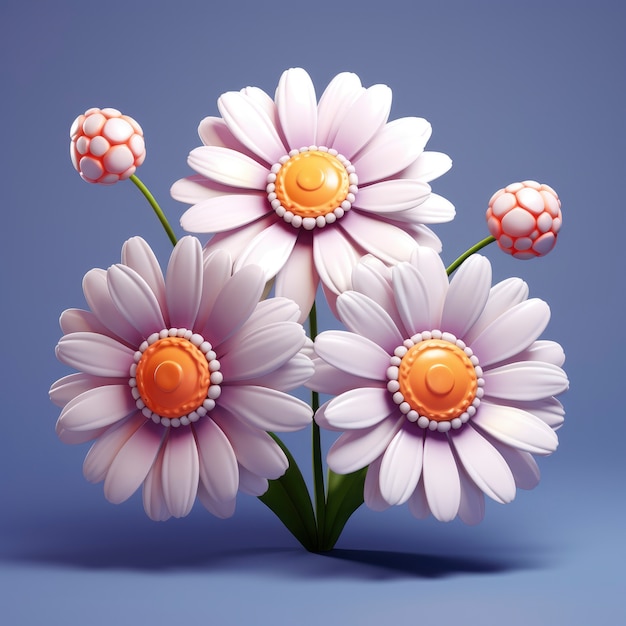 Free photo view of 3d graphic flowers