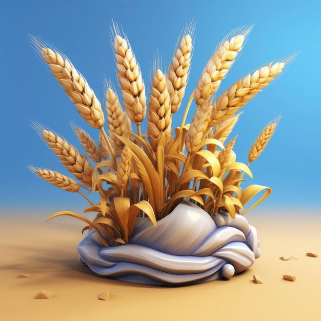 Free photo view of 3d graphic wheat