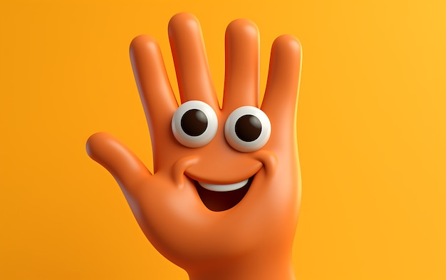 Free photo view of 3d hand with eyes