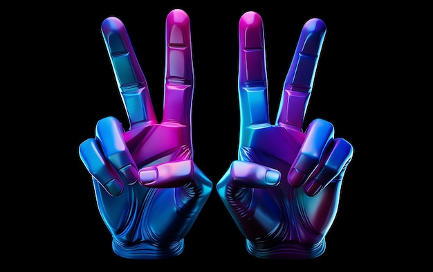 Free photo view of 3d hands showing peace gesture