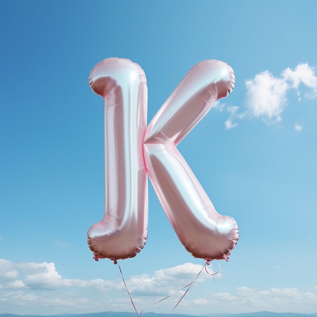 Free photo view of 3d inflatable letter k