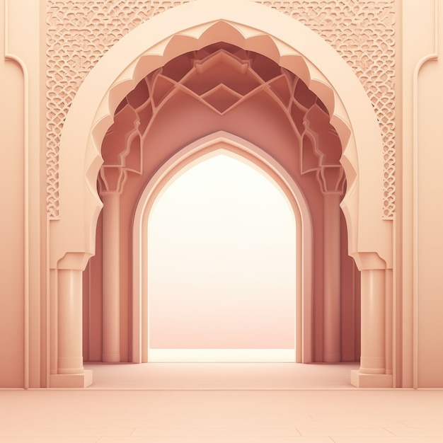 Free photo view of 3d islamic arch motif