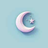 Free photo view of 3d islamic crescent moon