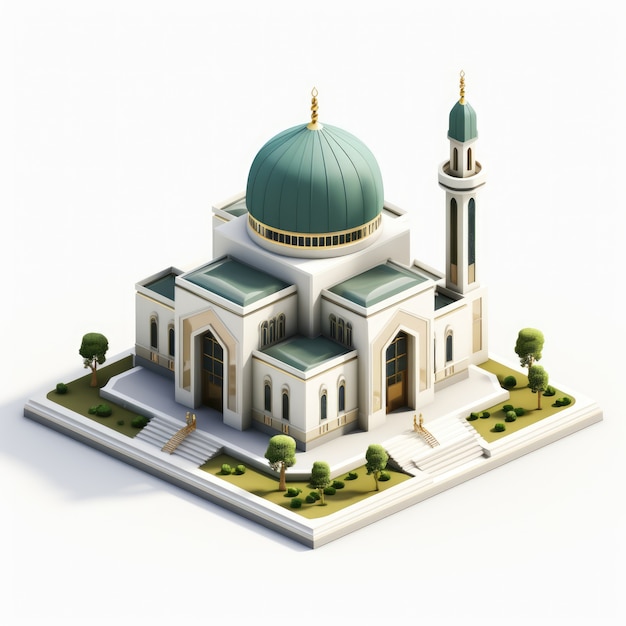 Free photo view of 3d islamic mosque