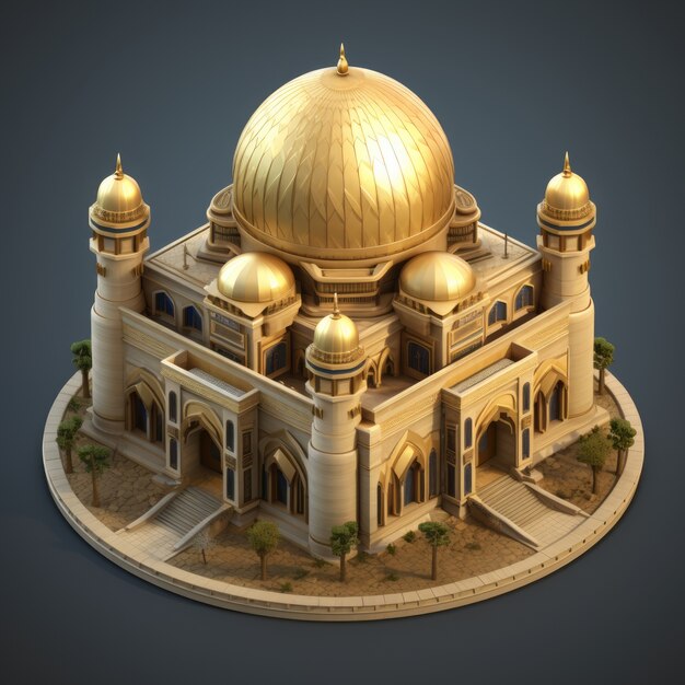 Free Photo view of 3d islamic mosque