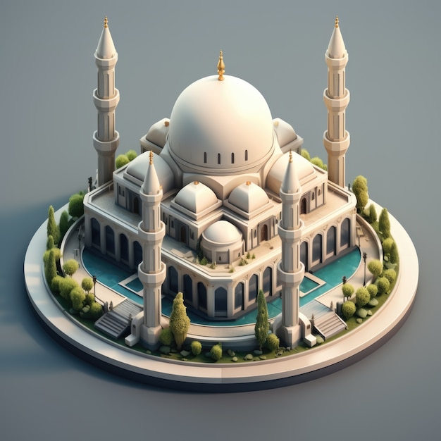 Free photo view of 3d islamic mosque