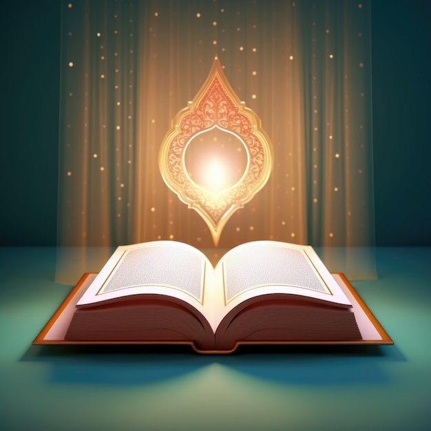 Free photo view of 3d islamic quran book