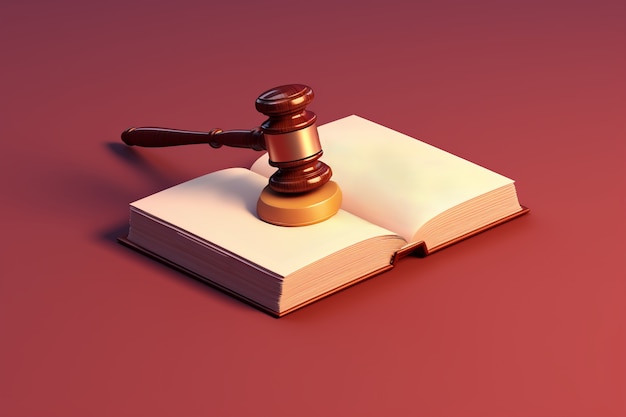 Free photo view of 3d justice gavel