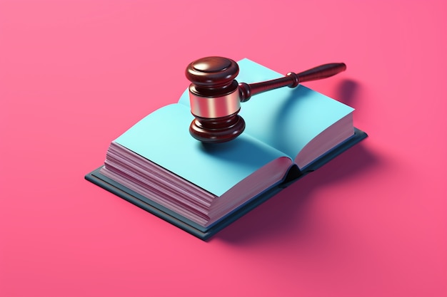 Free photo view of 3d justice gavel