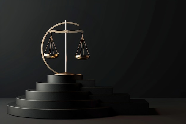 Free photo view of 3d justice scales