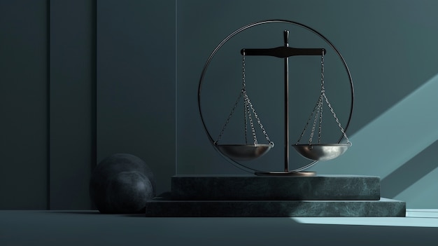 Free photo view of 3d justice scales