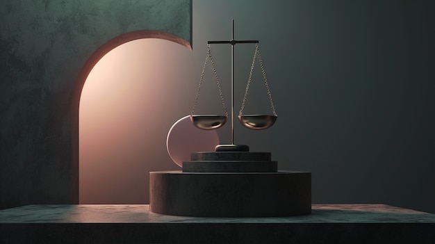 Free photo view of 3d justice scales