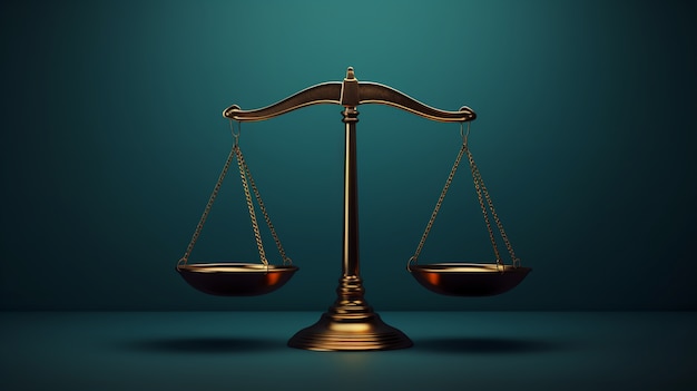 Free photo view of 3d justice scales