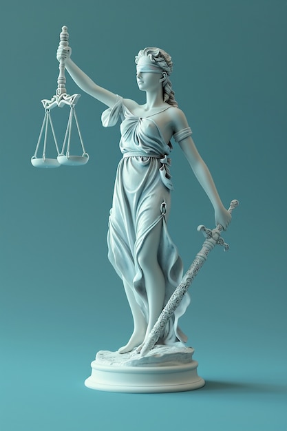 Free photo view of 3d justice scales