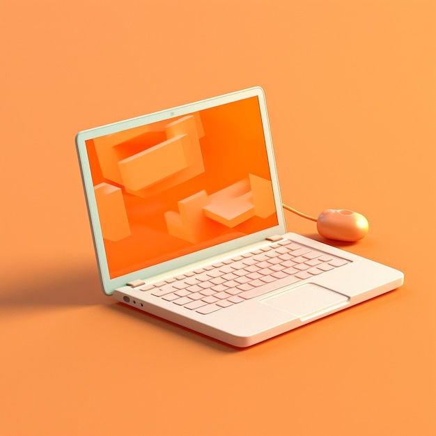 Free photo view of 3d laptop device with screen and keyboard