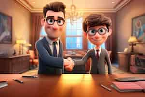 Free photo view of 3d lawyer and client hand shake