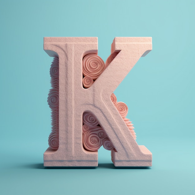 Free Photo view of 3d letter k with coarse texture