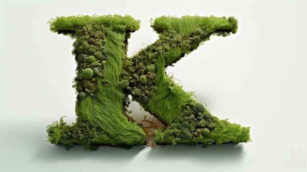 Free Photo view of 3d letter k with grass