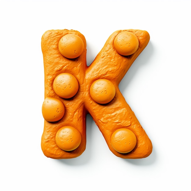 Free photo view of 3d letter k with pastry