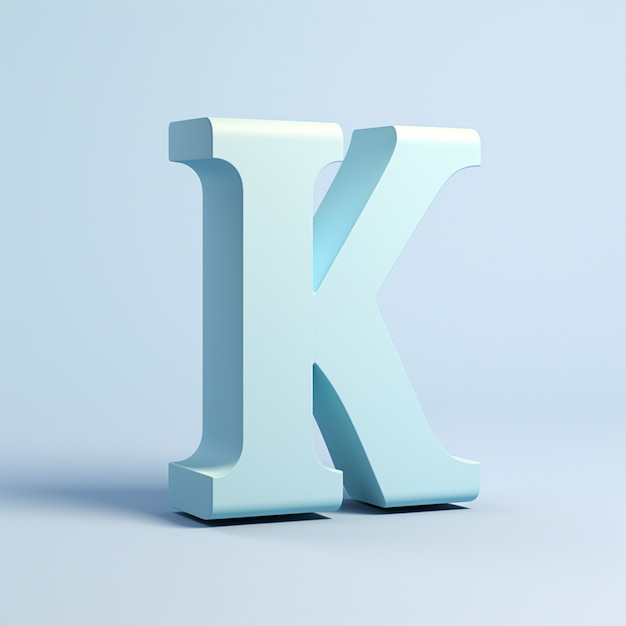 Free photo view of 3d letter k with simple background