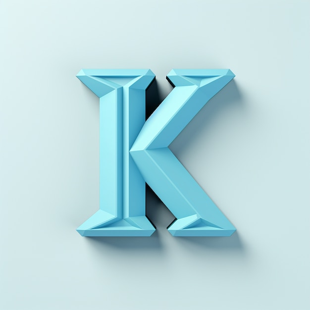 Free photo view of 3d letter k with simple background