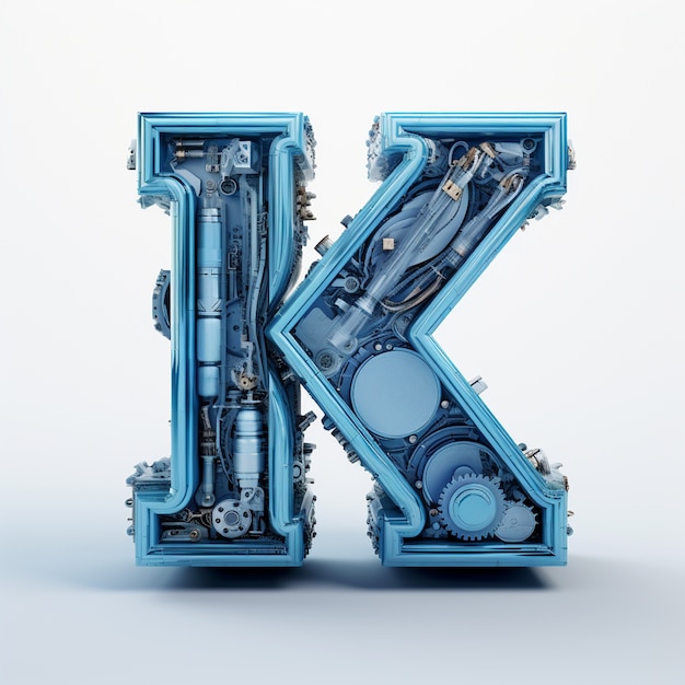 Free Photo view of 3d letter k with steampunk design